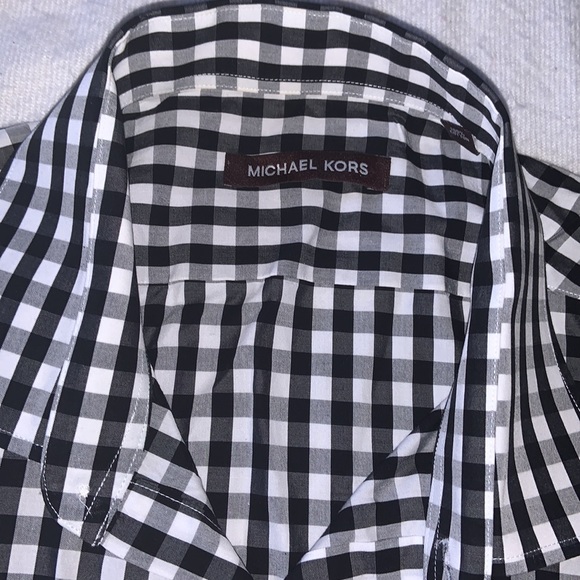 Michael Kors, men’s black and white gingham button down shirt, 17/32–33 - Picture 5 of 9